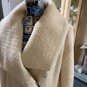 wool blend, women’s winter white coat.